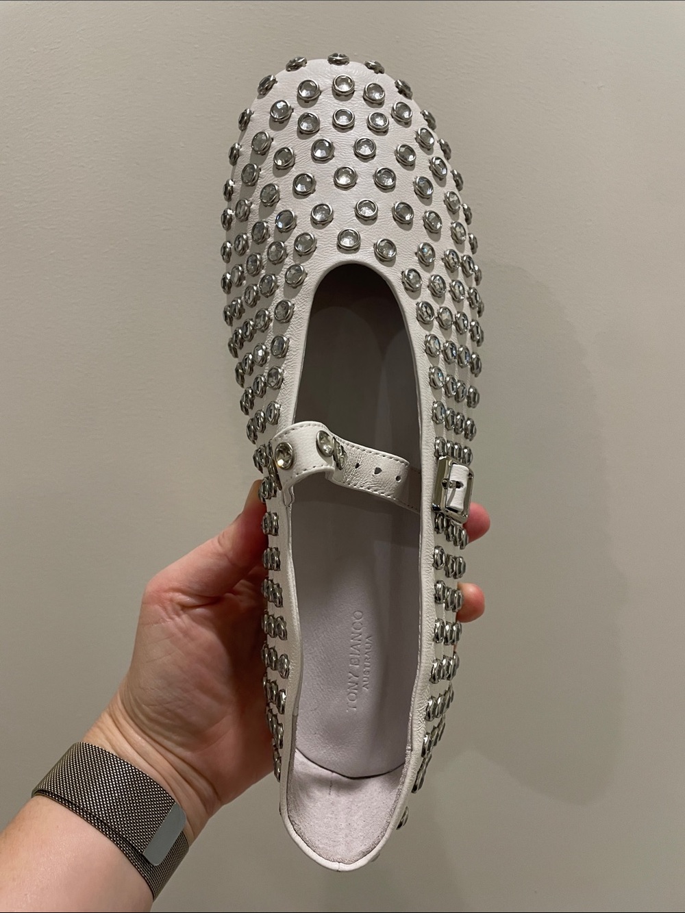 Tony Bianco White Studded Mary Jane Flat